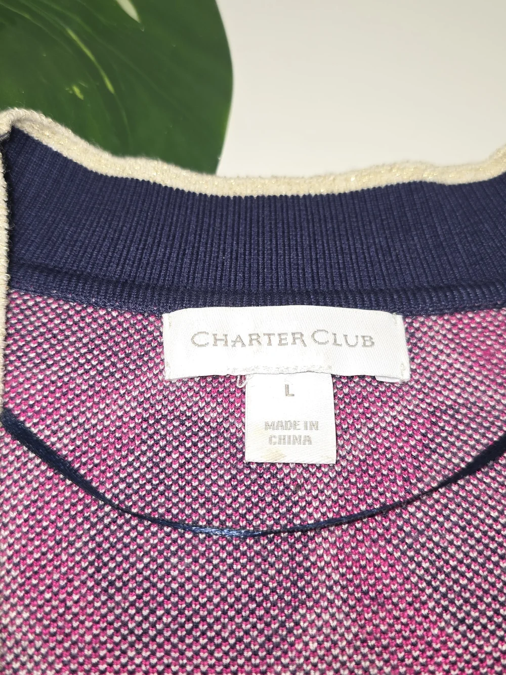 Charter Club Pink & Navy Polka Dot Long Cardigan